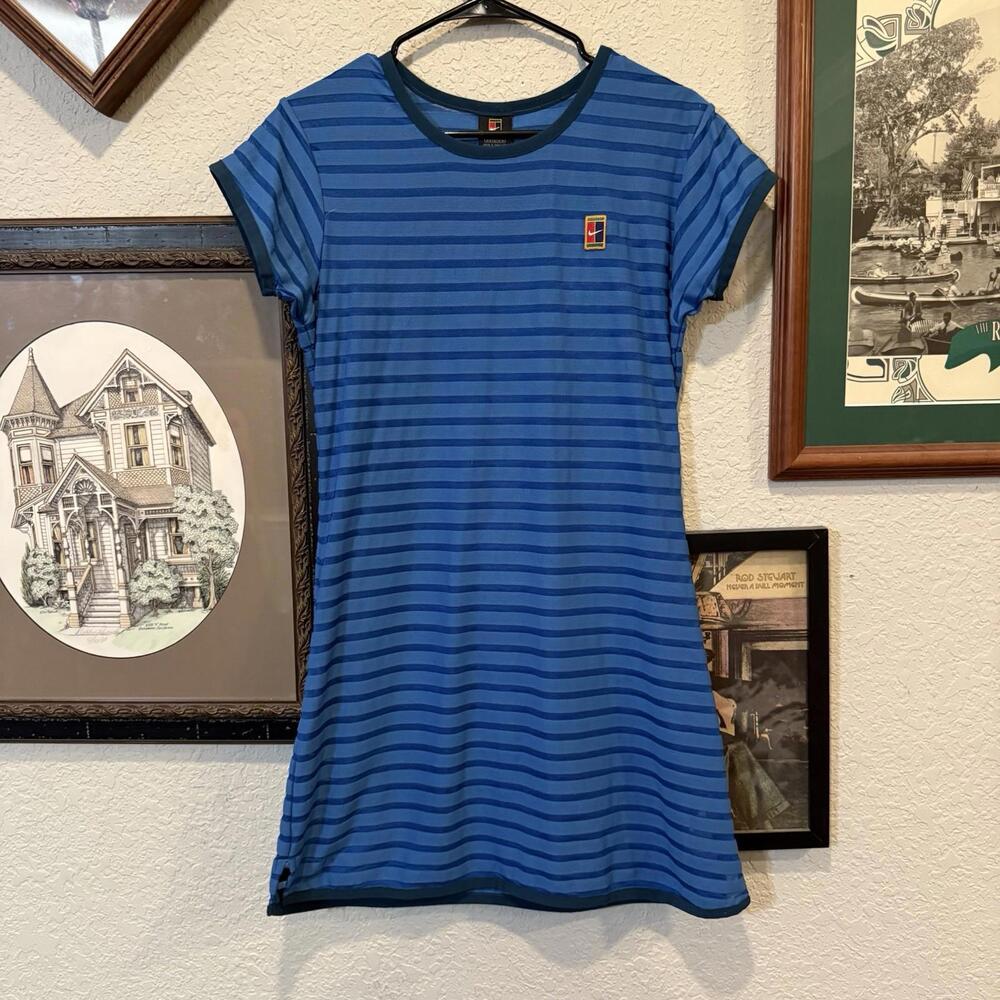 Vintage 90s Nike Designer Sports Dress Summer Womens Size Medium Blue Tennis‎